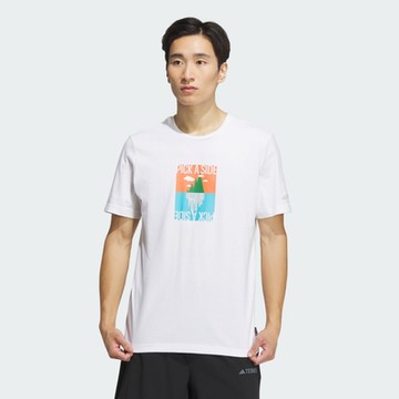 adidas 愛迪達 上衣 男款 短袖上衣 運動 GFX SS TEE 180 白 IS0271