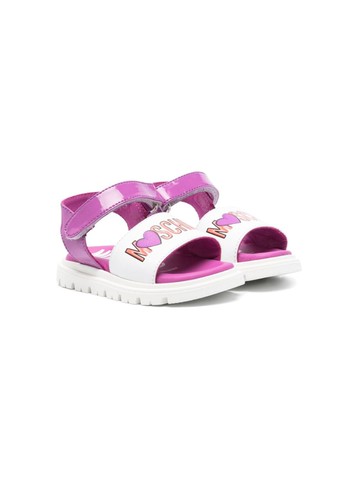 Moschino Kids - logo-print leather sandals - kids - Rubber/Calf Leather/Calf Leather - 23 - White