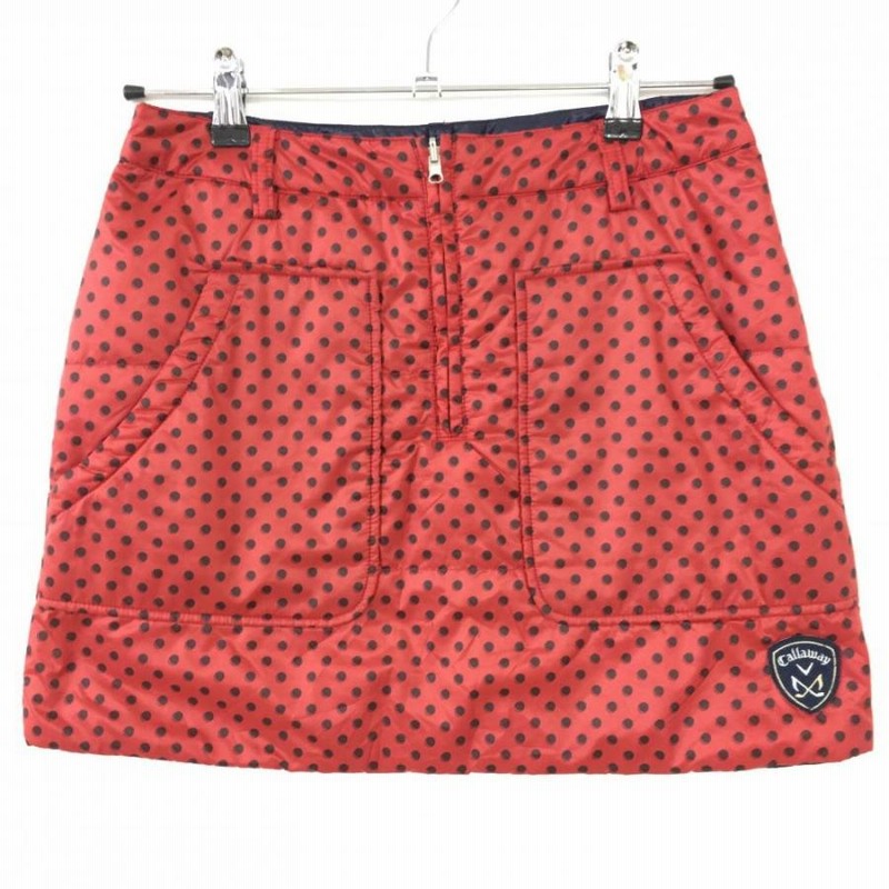キャロウェイ 中綿リバーシブルスカート レッド×ネイビー ドット×無地