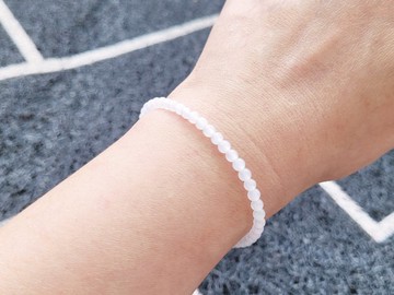 【親翠】天然翡翠 高冰白月光透繩純淨白美珠串 手圍可客製