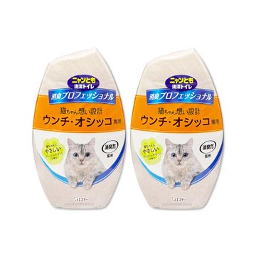 (2瓶超值組)日本ST雞仔牌-消臭力貓咪專用如廁空間放置型液體除臭芳香劑400ml/瓶(貓砂盆周圍擴香,室內去味香氛,分解寵物尿騷便臭,長效約90天)