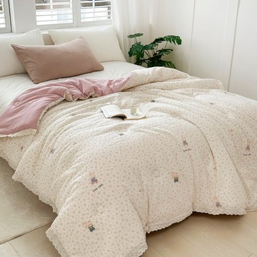 夢之語 韓版石墨烯雙層紗蕾絲雲朵被  悅動小兔  210 x 180cm