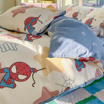 迪士尼蜘蛛俠純棉床上四件套100全棉被套床單床笠兒童床品三4件套