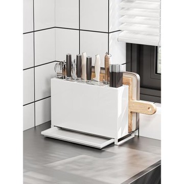 刀架置物架廚房不銹鋼砧板菜板筷子筒筷籠掛壁式一體刀具收納架子