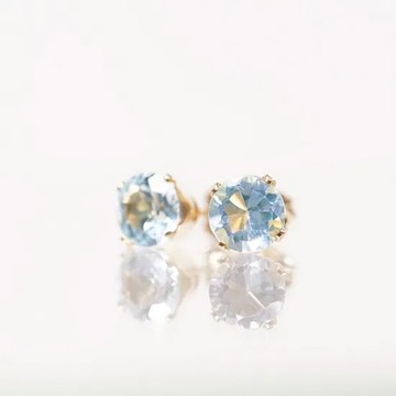 14KGF耳針Charlotte 配藍托帕石 6 毫米
