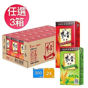 統一 麥香紅茶/麥香綠茶(300mlx24入/箱) 任選3箱