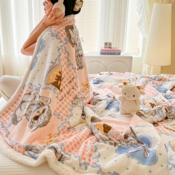 lolita可愛毛毯沙發蓋毯辦公室午睡披肩毯羊羔絨加厚毯子代發批發