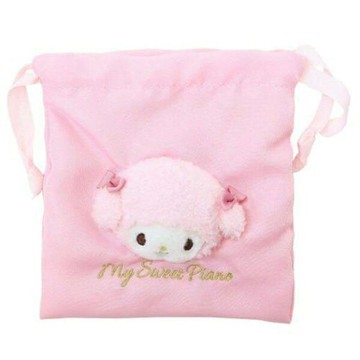 【震撼精品百貨】My Melody_美樂蒂~日本SANRIO三麗鷗 Piano絨毛玩偶尼龍束口袋 (粉大頭款)*17730