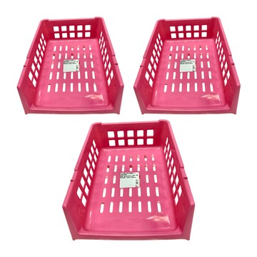 MIKA HOUSE 橘之屋 繽紛花漾 萬用疊籃 台灣製  16.5 x 22.5 x 8cm  3個