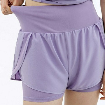 現貨+預購 高腰運動褲短褲緊身褲瑜珈褲內搭褲-透氣假兩件女褲子4色74ky14【獨家進口】【米蘭精品】