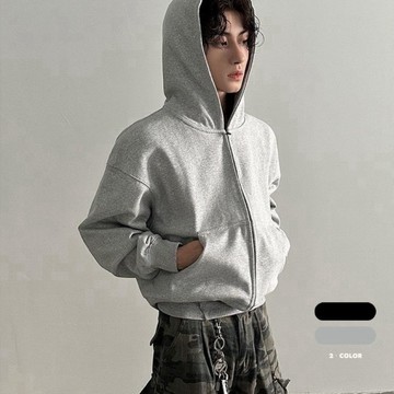 【PORY STORE】快速出貨⚡️韓系素面Boxy短版連帽外套 棉外套 刷毛 保暖 韓系 實拍 男生 休閒外套