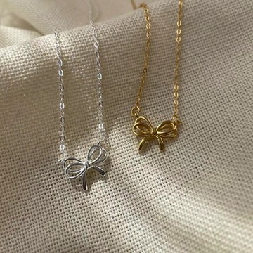 [Relise] （台灣現貨） A0229*  通體純銀 S925純銀 立體鏤空蝴蝶結項鍊