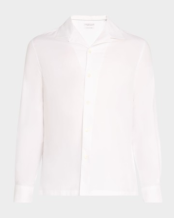 Men's Cotton Twill Camp-Collar Sport Shirt