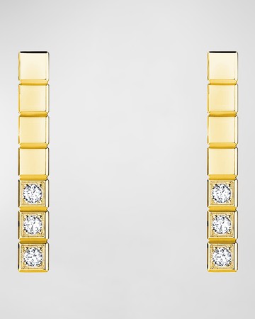 Ice Cube 18K Yellow Gold Diamond Bar Earrings