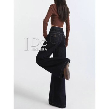 IDOLERA美式闊腿牛仔褲女春季2026新款復古高腰顯瘦百搭拖地褲子