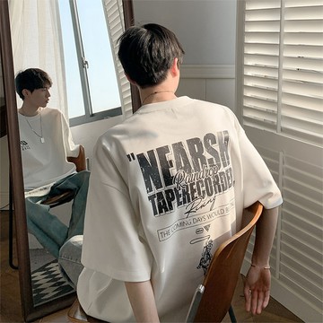 重磅 美式复古上衣 纯棉 t恤男潮牌男生衣服加大尺碼oversize t恤短袖男insT恤