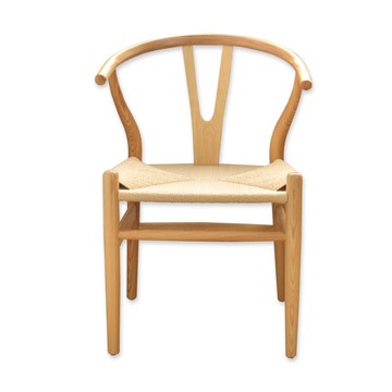 【班尼斯】繩編Y字椅Y-Chair休閒涼椅/餐椅-原木色