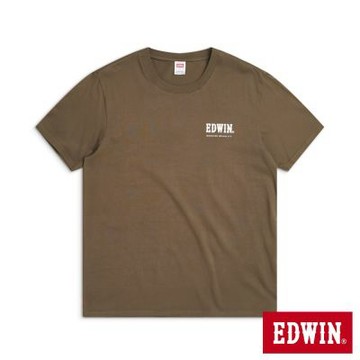 EDWIN 男裝 手繪風格基本短袖T恤-橄欖綠