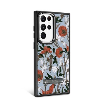 S24/S23系列 軍規防摔鋁合金鏡頭框立架手機殼-玫瑰百合