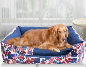狗窩大型犬可拆洗狗狗窩中大型犬狗用品英倫風藍狗窩【聚物優品】