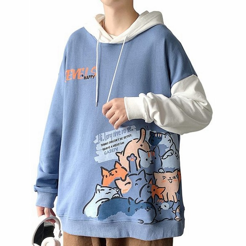 パーカー メンズ 長袖 トレーナー メンズ 秋服 かわいい プルオーバー おもしろ ロングパーカー 猫 トップス 可愛い プリント 大きいサイズ おし 通販 Lineポイント最大0 5 Get Lineショッピング