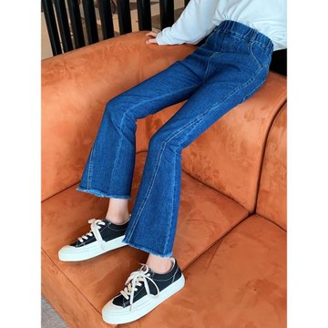 女童喇叭褲春秋款2025新款兒童女孩洋氣時髦褲子女大童秋裝牛仔褲