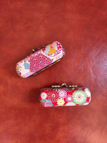 口金印章盒/粉色六角/紅色團花