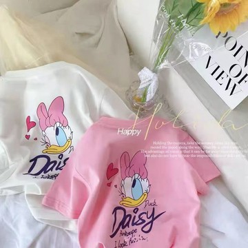 mori🎀mori夏季新款純棉女童寶寶短袖T恤卡通印花休閒圓領休閒可愛上衣