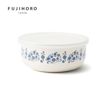 【FUJIHORO 富士琺瑯】Memories圓形琺瑯保鮮盒18cm/1.8L-復刻小藍花