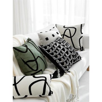 bailand現代簡約黑灰色系客廳沙發抱枕靠墊樣板間床頭靠背靠枕