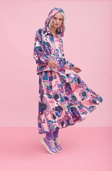 兔子圖案超大裙擺半截裙