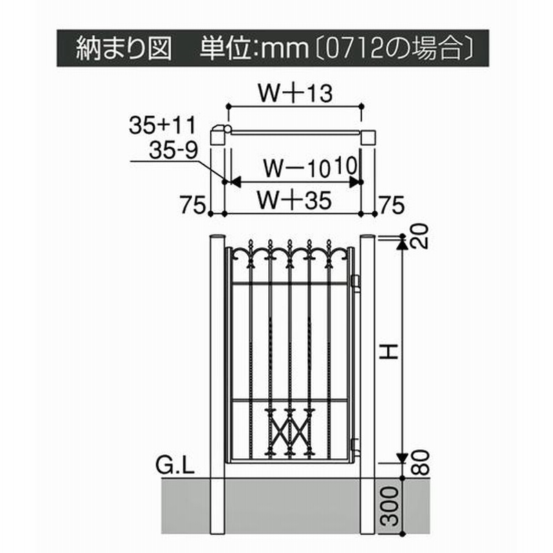 門扉 プロヴァンス門扉 片開き おしゃれ 門扉フェンス 門柱タイプ 0612 