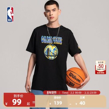 (免運)NBA勇士隊 熔巖海岸 球隊隊徽圓領T恤運動潮流休閑百搭全棉