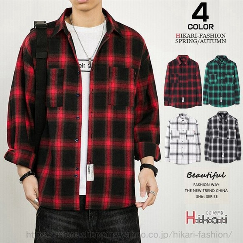 チェックシャツ メンズ ネルシャツ カジュアルシャツ 長袖 トップス 春 春服 秋 春服 シャツ メンズファッション 通販 Lineポイント最大get Lineショッピング