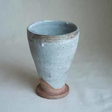 花器 陶器 藍色 腳杯