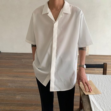 正韓古巴領涼感隱藏扣短袖襯衫 5色 YUPPIE 預購商品 0516