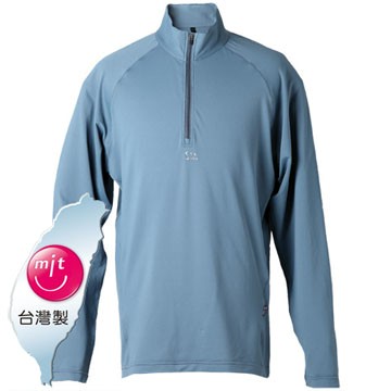 LV8263 男吸排抗UV長袖POLO衫(灰藍)