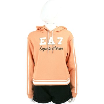 Emporio Armani EA7絨毛字補丁橘色連帽運動衫 大學T(女款)