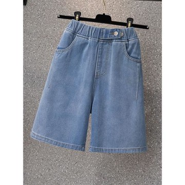 商場撤柜外貿尾貨清倉大碼松緊腰褲子女夏季新款寬松五分牛仔短褲