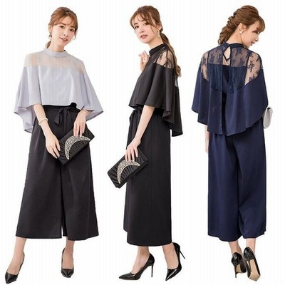 パンツスーツ セットアップ S 3l 黒 ネイビー グレー ぽっちゃり 大きいサイズ パーティドレス ガウチョパンツ ケープ Yj 8066 通販 Lineポイント最大get Lineショッピング