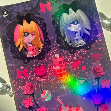 Violet Goss 信封貼紙 (SooK) 復古女孩裝飾插畫 歌德風