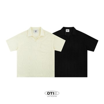 【OTIS】 【現貨速出】半透V領 短袖襯衫 簍空感 日系疊穿 寬大風格 襯衫 基礎 素色 寬鬆 OVERSIZE