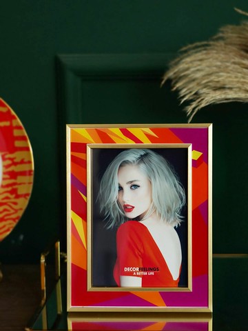 現代時尚紅色實木相框北歐創意長方形 客廳臥室桌面婚紗像框擺臺