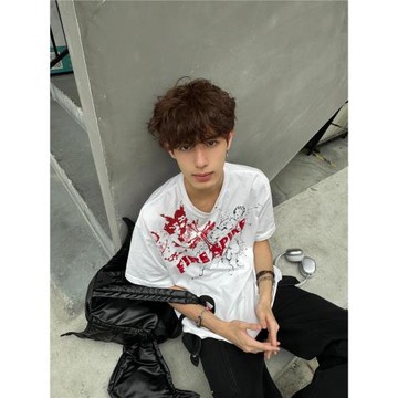 美式復古設計感小眾短袖t恤男重磅潮牌高街oversize寬松半袖上衣