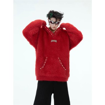 ArguE CulturE星野漫步小眾防貂毛珍珠點綴毛衣寬松軟糯毛絨衛衣