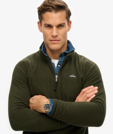 Superdry Men's Polar Fleece Half Zip Green Size: M