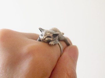 貓奴 生日 週年 愛情 聖誕 禮物 純銀貓戒指 手工製作 午後的眠貓