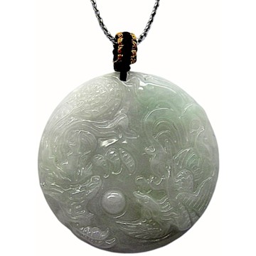 【小樂珠寶】淡紫羅蘭吉祥龍鳳牌 天然A貨翡翠玉石吊墜子項鍊H53