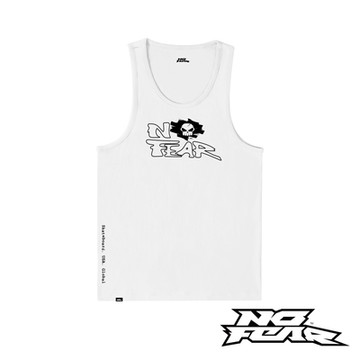 【NO FEAR】 LIBER系列-U領骷顱LOGO無袖背心-白色 NF007-35