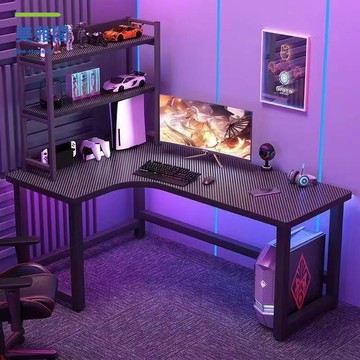 轉角電競桌 電腦桌 臺式家用雙人書桌 書架臥室拐角桌子辦公桌游戲桌myg7221